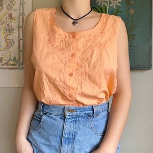 orange button up tank